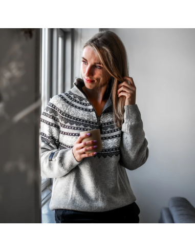 Dame Cold Bodö - Dame Norsk Uld Strik Med Windstop - Light Grey 469,00 kr.